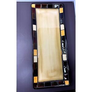 Home Trends MOSAIC 14.25 x 5.75" Tile Square Dinner Serving Tray Neutral Colors